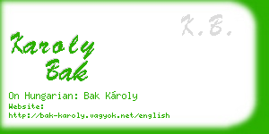 karoly bak business card